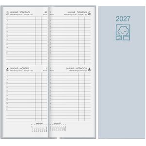 Zettler Vormerkbuch 801-0703, Recycling, graues Hardcover, 11 x 30 cm, 2 Tage = 1 Seite, Jahr 2027