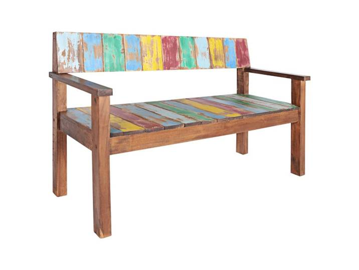 furnicato Truhenbank Vintage Sitzbank aus massivem Massivholz 115 x 51 x 80 cm Mehrfarbig, Handgefertigtes Möbelstück im Antik-Stil mit Belastung bis 110 kg