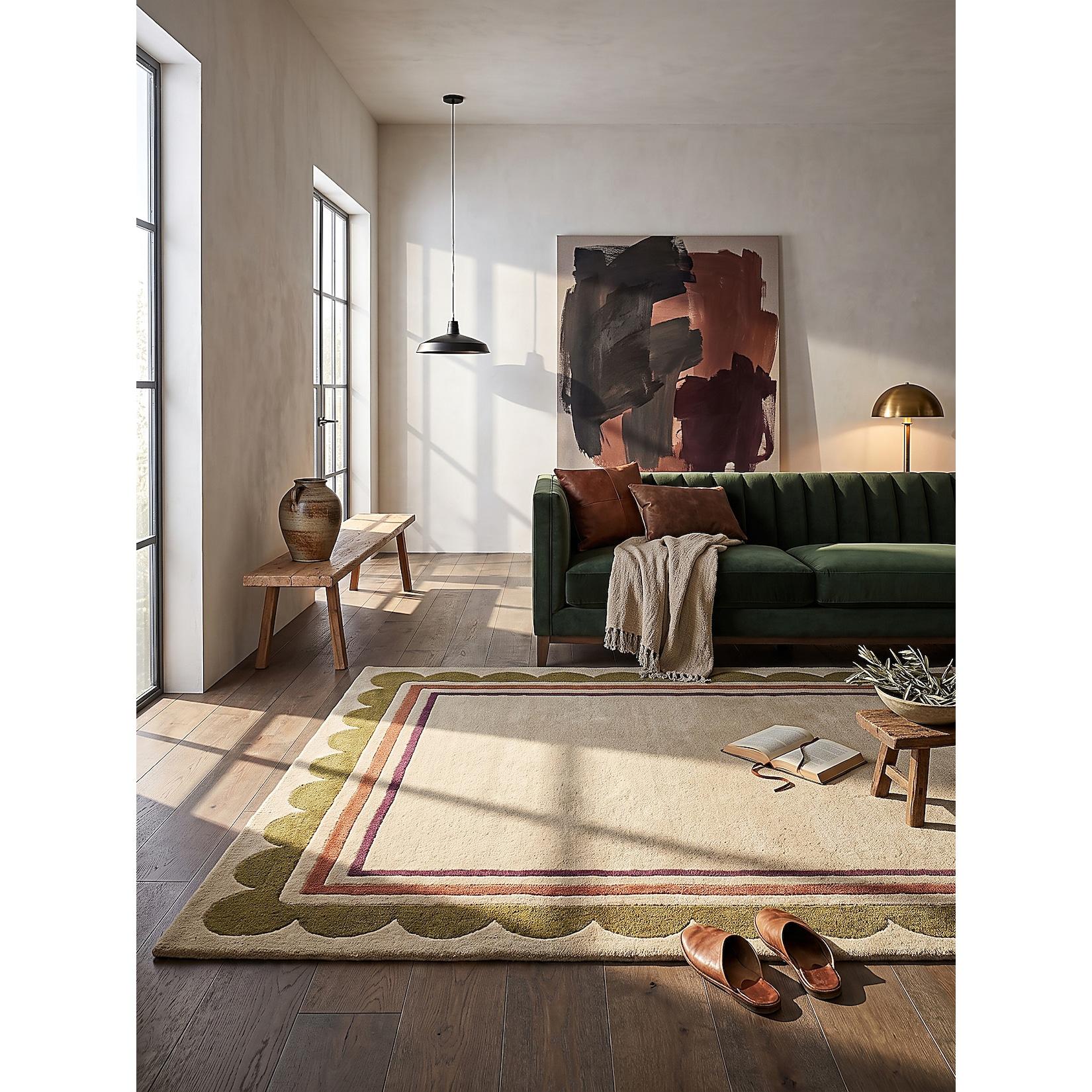 Wollteppich Bordüre Beige-Multicolor 120 x 170 cm - WENSUM Kadima