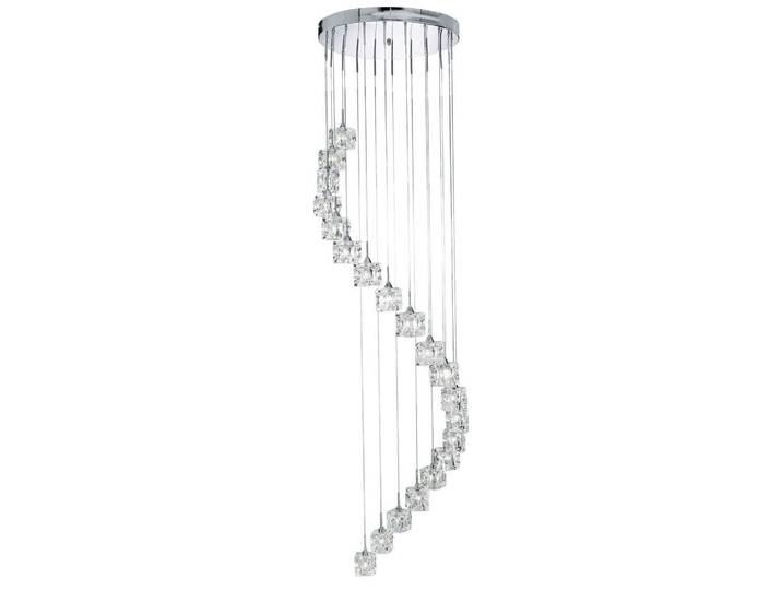 Led-Hängeleuchte Ice Cube, Chromfarben, Metall, Glas, rund, 45x180x45 cm, Lampen & Leuchten, Innenbeleuchtung, Hängeleuchten, Pendelleuchten