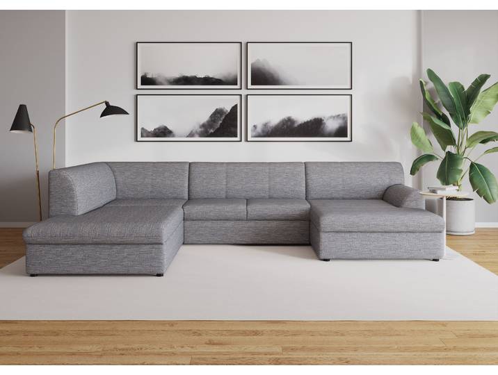 Wohnlandschaft, 320x213 cm, Struktur, Grau & Weiß, U-Form, Klassisch, Domo-collection