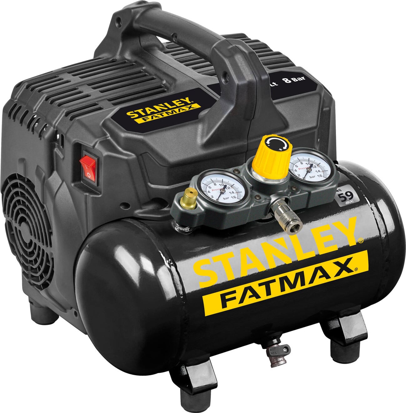 Stanley Fatmax Compressor DST 101/8/6 FMXCM00 Luchtcompressor, 8 Bar, 6L Tankinhoud, Zwart/Geel