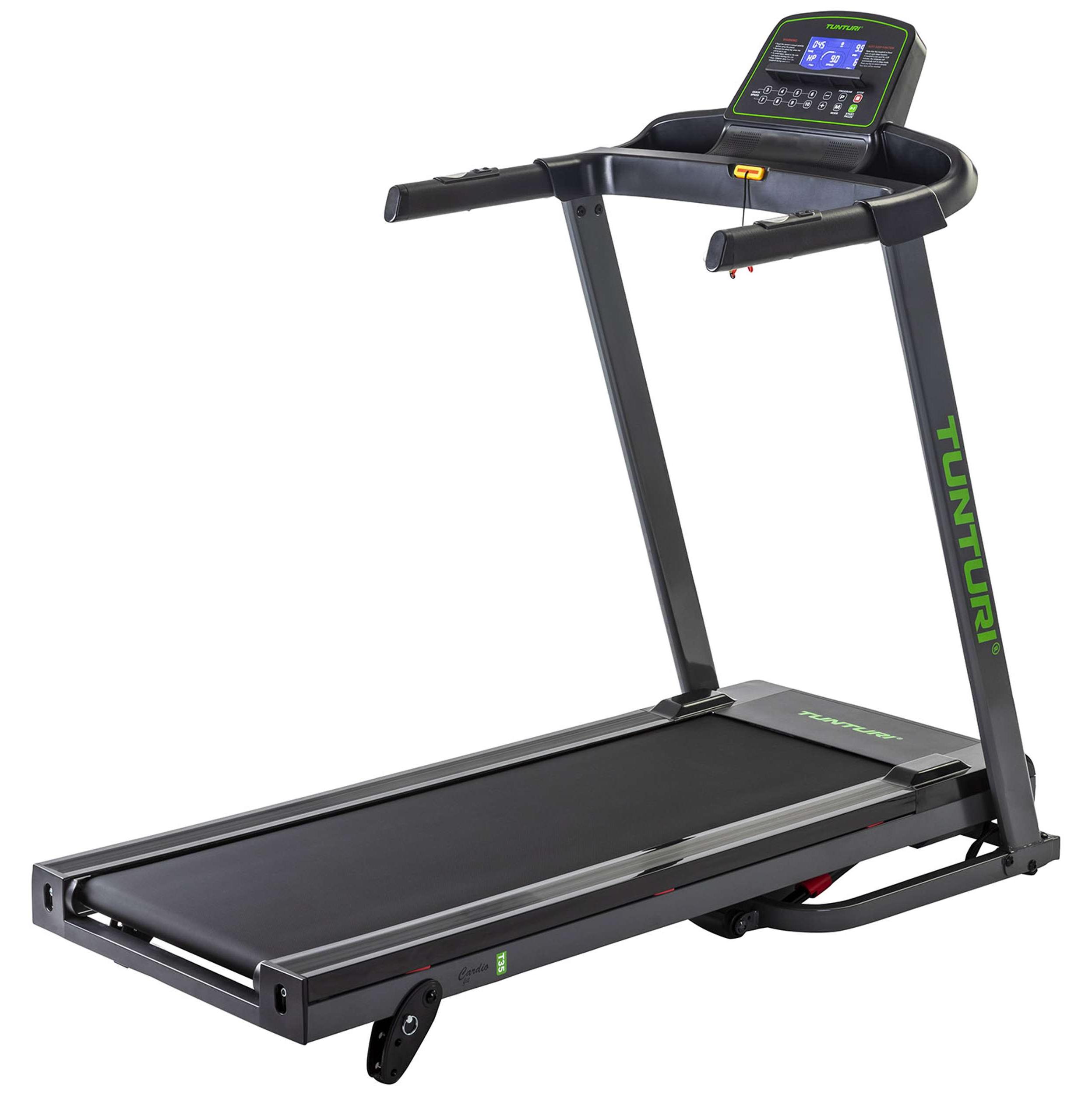 Tunturi Cardio Fit T35 Klappbares Laufband - Laufband mit Bluetooth - 12 Trainingsprogramme - Klarer Bildschirm - Geschwindigkeitsbereich: 0,8 - 16,0 km/h