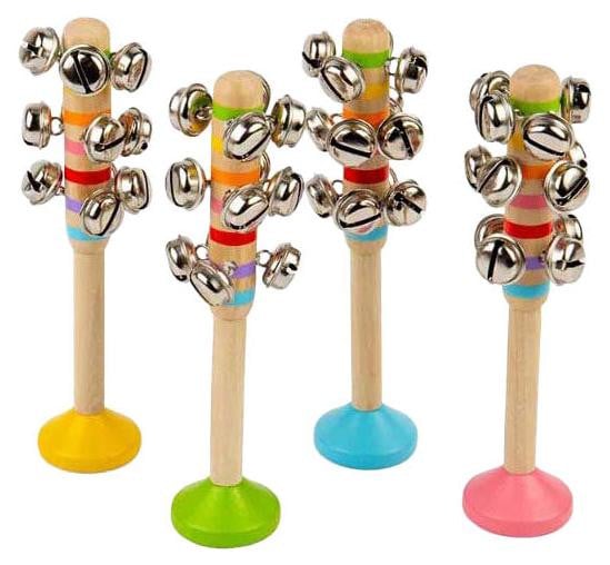 Bigjigs houten belstok voor kinderen, kleurrijk muziekinstrument