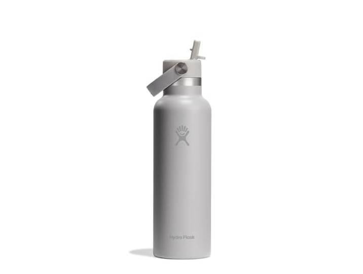 Hydro Flask - Standard Mouth - Trinkflasche 621ml (21oz) mit Strohdeckel - Vakuumisolierte, Wiederverwendbare Flasche aus Edelstahl - Auslaufsicherer Deckel - Heiß & Kalt - Kleine Öffnung - Birch