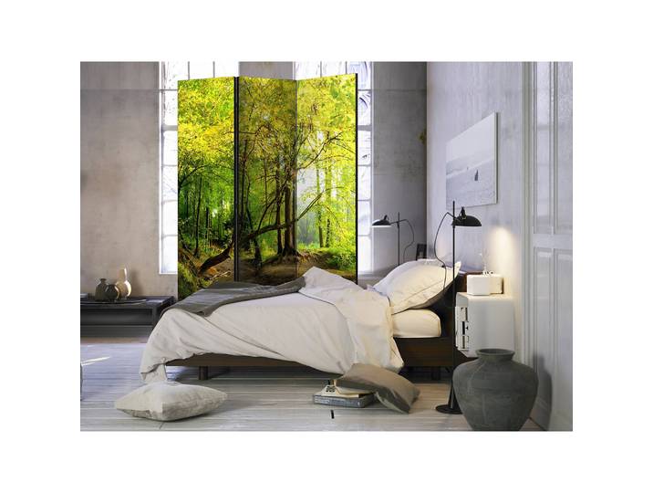 Paravent Forest Clearing Fleece Grün 135 x 172 x 3cm 3-teilig