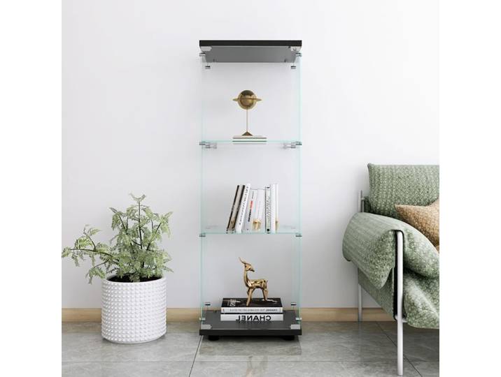 Vitrine - LUMINARIX - Armoire de Collection - Verre trempé - 3 étagères - Serrure de porte
