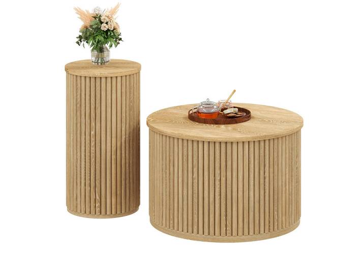 ComfortXL Couchtisch De-062 Rondo 2-tlg. Oak-coloured, Eichefarben, 60x39x60 cm, Wohnzimmer, Wohnzimmertische, Couchtische