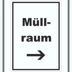 HB-Druck Müllraum Aufkleber mit Text Richtungspfeil rechts Abfall Mülltrennung hochkant A7 (74x105mm)