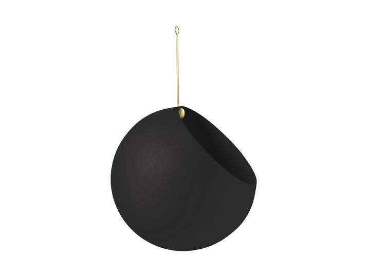 Hängender In-/Outdoor Design Blumentopf „Globe“, Schwarz/Gold Schwarz, Gold Ø 21 x 32 cm AYTM