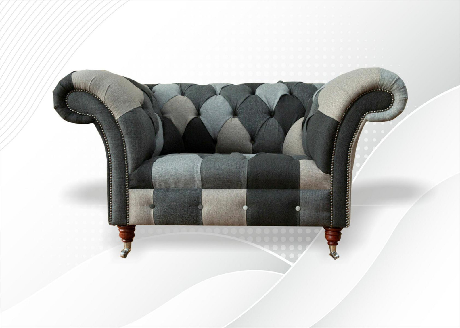 Design Chesterfield Stoffen Loungebank 1.5 Zits Sessel