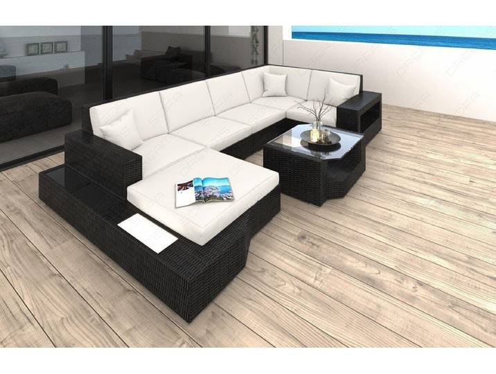 Rattan Wohnlandschaft Messana U-Form Creme