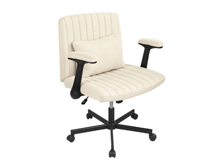 Chaise de bureau - FLASIDU - Conception ergonomique - robuste - accoudoirs relevables - Doux et confortable- Style moderne- Blanc