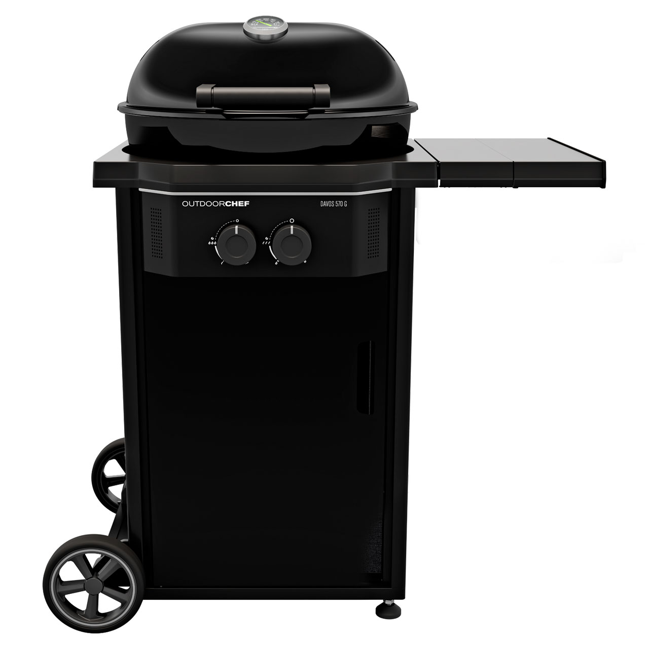 OUTDOORCHEF DAVOS 570 G Pro, 8500 W, Grill, Gas, Wagen, Schwarz, 2 Rad/Räder
