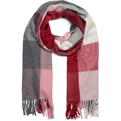 Schal STYLEBREAKER "Weicher karierter Schal mit Fransen", Damen, rot (bordeaux, rosa, grau), Obermaterial: 100% Viskose CV., Modisch, Modetücher Schal