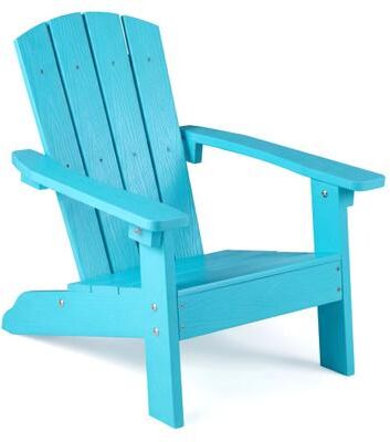 Costway All-Weather HIPS Kid's Adirondack Chair with with High Backrest and Armrests-Turquoise