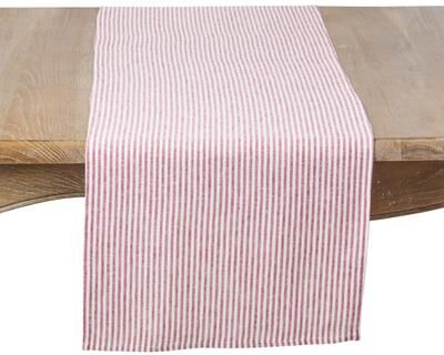 Saro Farmhouse Striped Table Runner - Linen Blend Everyday Dining, Farmhouse Tablescapes, Kitchen Decor, & Casual Entertaining