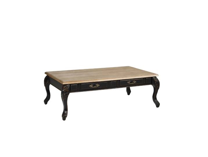Table basse rectangulaire style shabby chic, plateau en noir