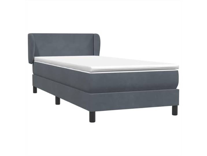 LKJephalotrop Boxspringbett mit Matratze Samt Dunkelgrau 80x210 cm Komplettset fürs Schlafzimmer mit höhenverstellbarem Kopfteil, punktelastischer Taschenfederkernmatratze und Topper.