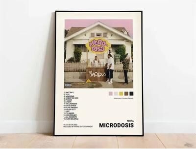 Inspired Finds Latin Rapper Album Cover Canvas Poster Wall Art For Aesthetic Room Decor microdosis Mora 19.69x27.56in (no Frame)