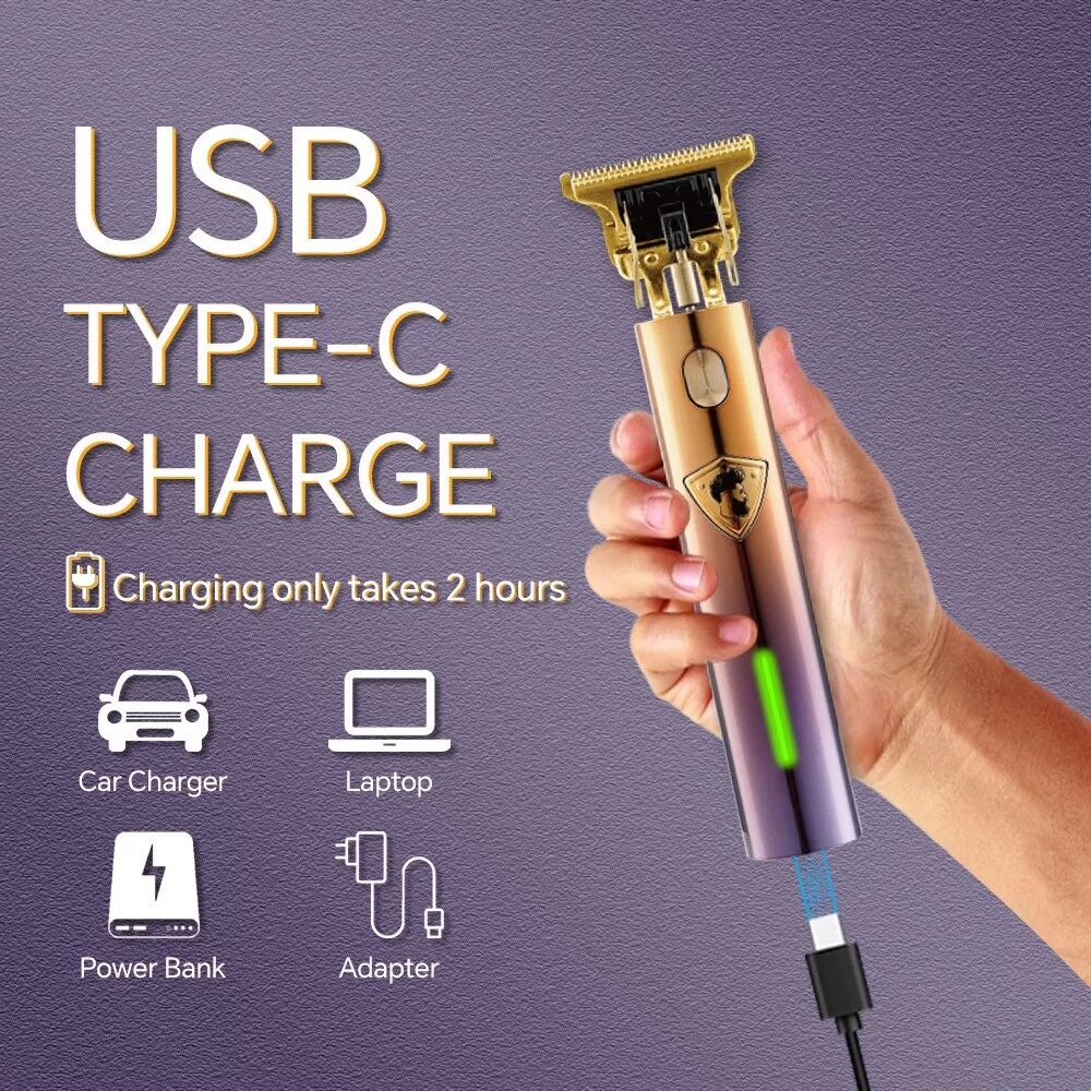 INF Roségold Lila Elektrischer Haarschneider, Kabelloser Haartrimmer, USB Wiederaufladbar