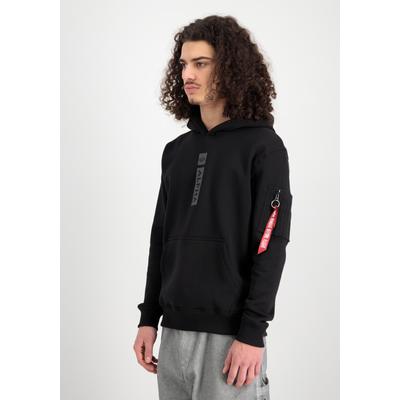 Hoodie ALPHA INDUSTRIES "Alpha Puff Print Hoodie", Herren, Gr. M, schwarz, Obermaterial: 80% Baumwolle, 20% Polyester, regular fit, Sweatshirts Hoodie
