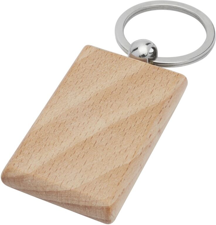 Porte-clés rectangulaire publicitaire en bois de hêtre Gian naturel