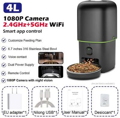 Inspire Essentials SmartView Automatic Pet Feeder With Camera And WiFi Control b