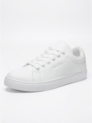 LightInthebox Men's White Music Festival Sneakers - Lightweight Comfort Lace-Up Casual Shoes - Minimalist Low-Top Footwear for Concerts, Outdoor Events, Travel and Everyday Leisure