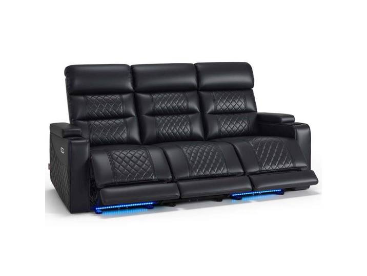 M MCombo Fauteuil TV 3 Places Électrique Réglable Fauteuil Cinéma Zéro Gravité avec LED Canapé 3 Places 7705M3-BK