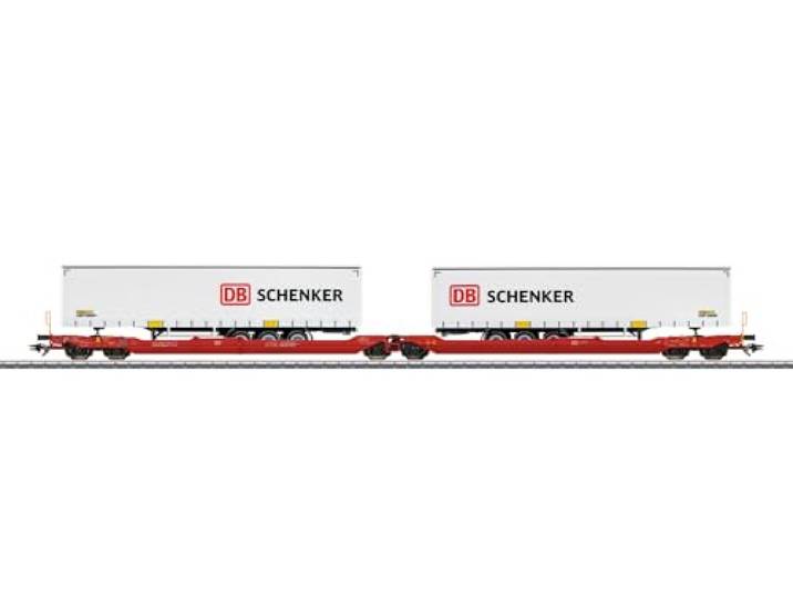 Märklin H0 Doppel-Taschenwagen Sdggmrss 738 mit 2 Sattelaufliegern