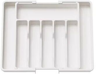 Inspire Essentials Adjustable Flatware Organizer Drawer Tray With Dividers white