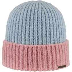 ARECO Beanie Strickmütze mit Umschlag hellblau/rosa - STK