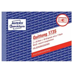 Avery Zweckform Formularbuch »Quittung 1735 MwSt. separat ausgewiesen« gelb, 14.8x10.5 cm