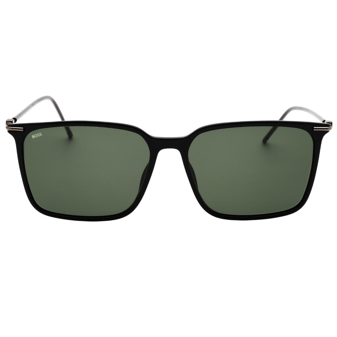 Hugo Boss groene lens dunne benen zwarte zonnebril