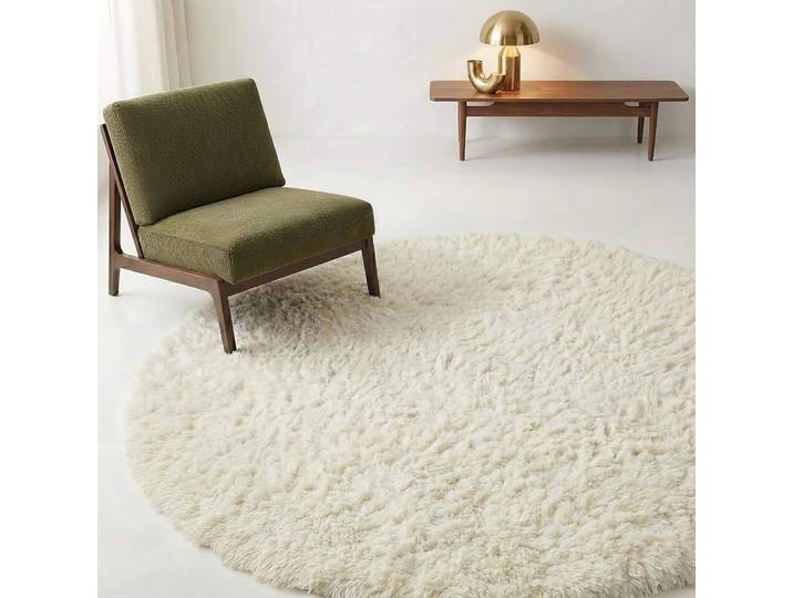 Tapis en laine 200x200 cm, blanc - Ruma