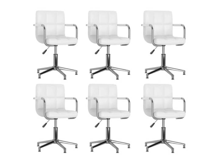 Fisinber Esszimmerstühle 6er Set Drehbar Höhenverstellbar Weiß Flexible 360-Grad-Rotation und weiche Schaumstoff-Polsterung bieten optimalen Sitzkomfort für Ihre moderne Küche.