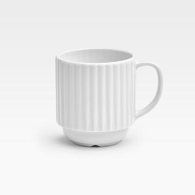 Van Well Kaffeebecher Daisy, stapelbar, Porzellan weiß mit Reliefmuster, 6-teilig, 300 ml