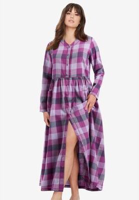 Plus Size Women's Flannel Plaid Lounger by Only Necessities in Fresh Berry Plaid (Size S)