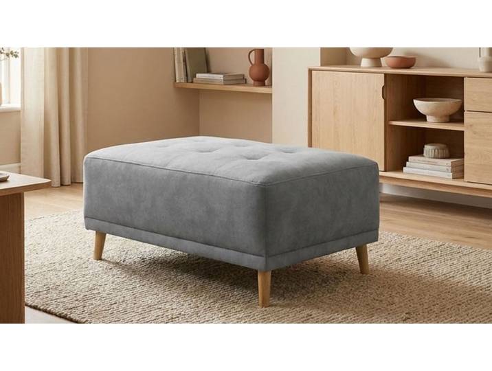 Hocker GOODPRODUCT Greve , grau (hellgrau), B:104cm H:44cm T:73cm, 100% Polyester, Hocker, Hocker, Polsterhocker Greve passend zum Sofa, Breite 104 cm
