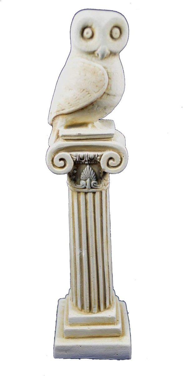 Handgemaakt Grieks Uil Beeldje Athena Symbool Decoratie Multicolor Hoogte: 27 cm