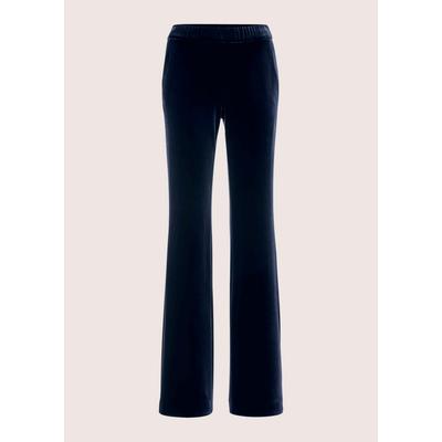 Stoffhose MADELEINE "Samthose Weite Samthose mit elastischem Bund", Damen, Gr. 34, N-Gr, blau (nachtblau), Obermaterial: 90% Polyester PES. 10% Elasthan EL., Modern, Hosen Stoffhose