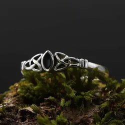 Drachensilber Keltischer Ring mit Schwarzem Perlmutt Damenring 925 Silber Kinderring 57 - Silber
