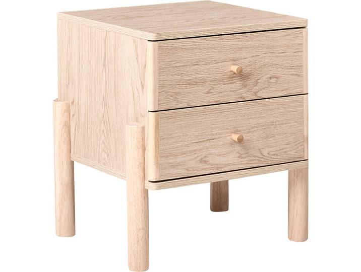 BELIANI Nachttisch Hellbraun Faserplatte Holzoptik mit 2 Schubladen Hohe Holzbeine Modern Skandi Design Nachtschrank Nachtkommode für Schlafzimmer