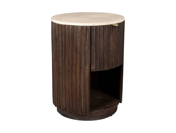 Design Beistelltisch/Nachttisch „Marlow“ Ø 45 x 60 cm Travertin Dutchbone