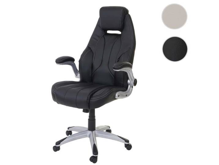 Chaise fauteuil de bureau HWC-A65 chaise pivotante similicuir ~ noir