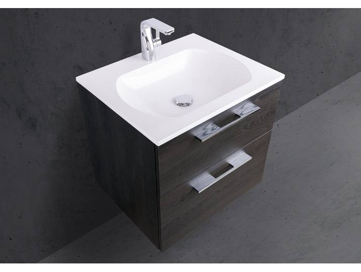 Badmöbel Set 60 cm mit Evermite Waschtisch, Dekor frei wählbar, Made in Germany