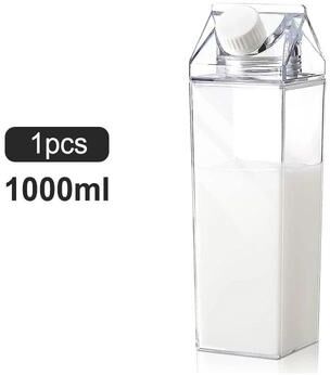 Uplifted Finds Transparent Square Milk Carton Water Bottle Set 1 Pcs 1000 Ml