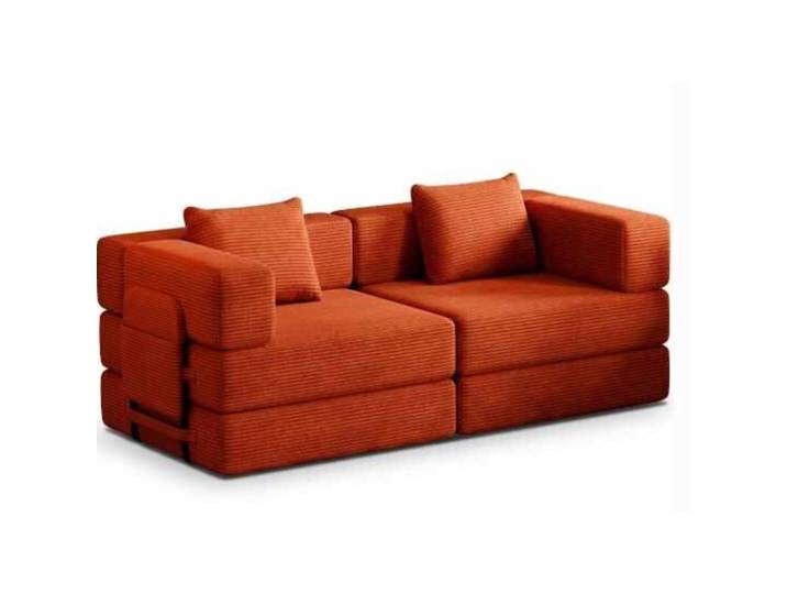 Bettsofa Minimalist Ziegelrot Leinenstoff B 190 T 90 cm - Bettsofa