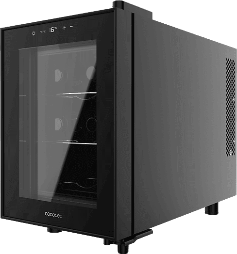 Vinoteca - Cecotec Bolero GrandSommelier 600 CoolCrystal, Termoeléctrico, Capacidad 6 botellas, Control táctil, Clase E, Luz LED, Black